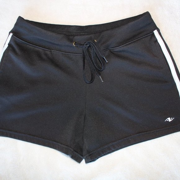 Athletic Works Women's Black With Double White Stripe Drawstring Short  ~S~ - Picture 1 of 5